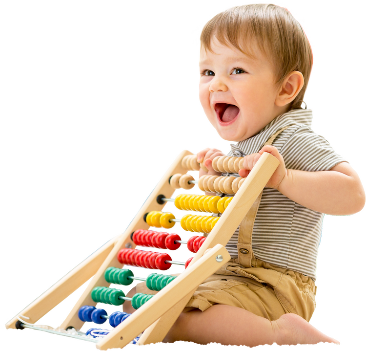 Child playing with an abacus